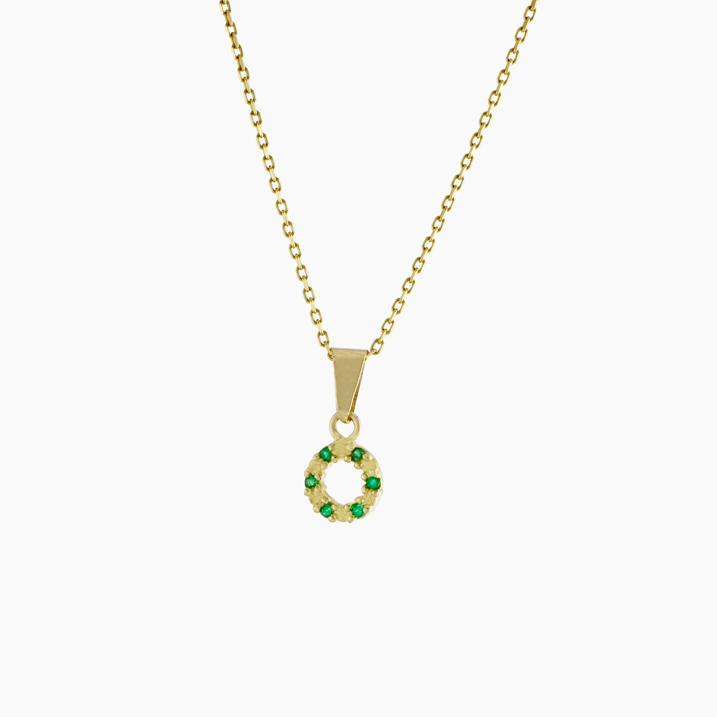 Dije Aros Esmeralda 0.03Qts | 0.9gr | Oro Amarillo (Gemas)
