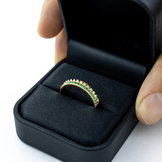 Anillo Cintillo Two Esmeralda 18Qts | 2gr | Oro Amarillo (Gemas)