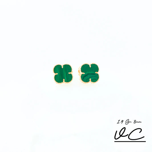 Set Topos + Cad+Dije+Pulsera Vc Verde 6mm Oro Amarillo