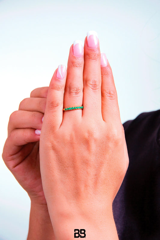 Anillo Cintillo Esmeralda 36Qts | 2.5gr | Oro Amarillo (Gemas)