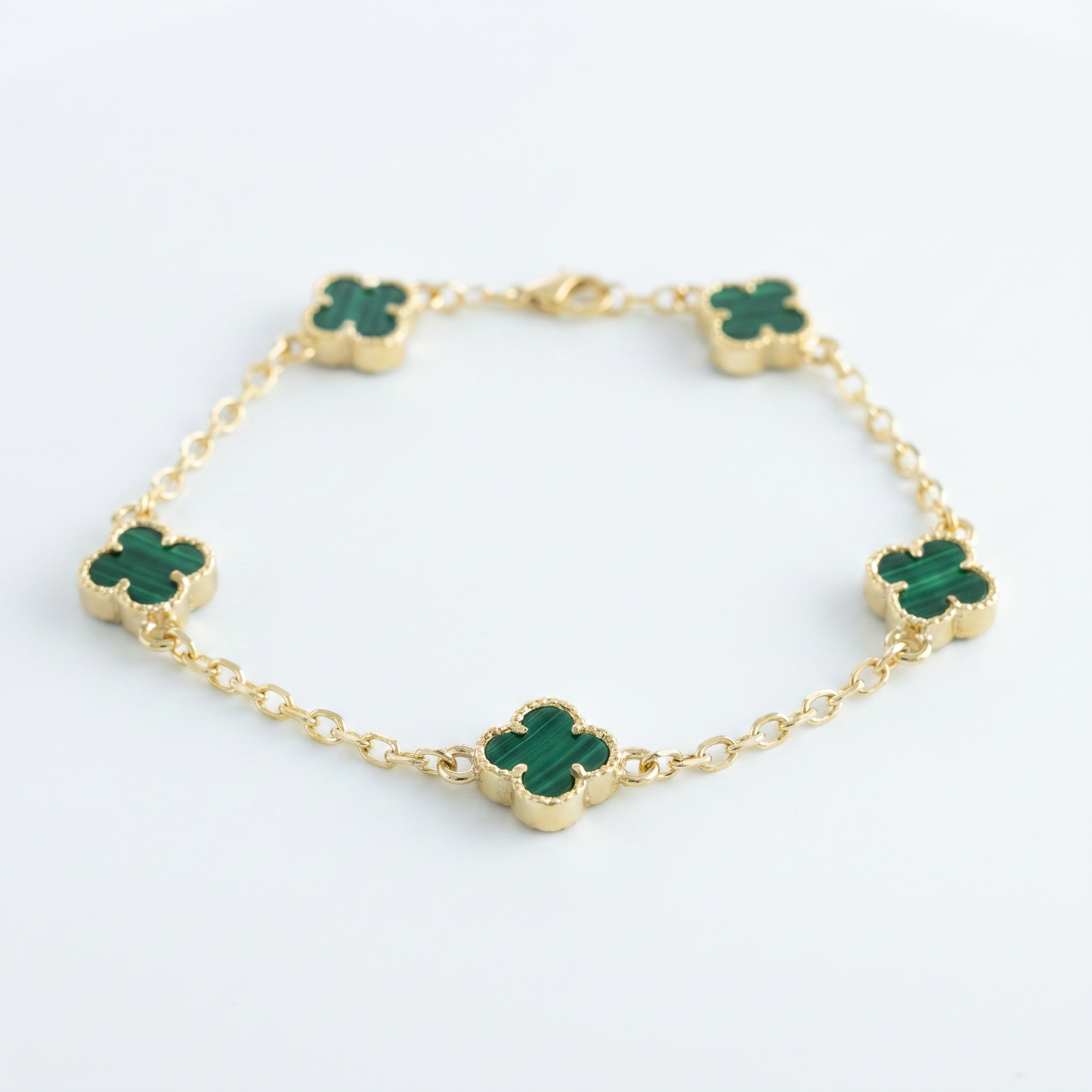 Set  Topos + Cad+Dije+Pulsera Vc Verde 10 mm Oro Amarillo