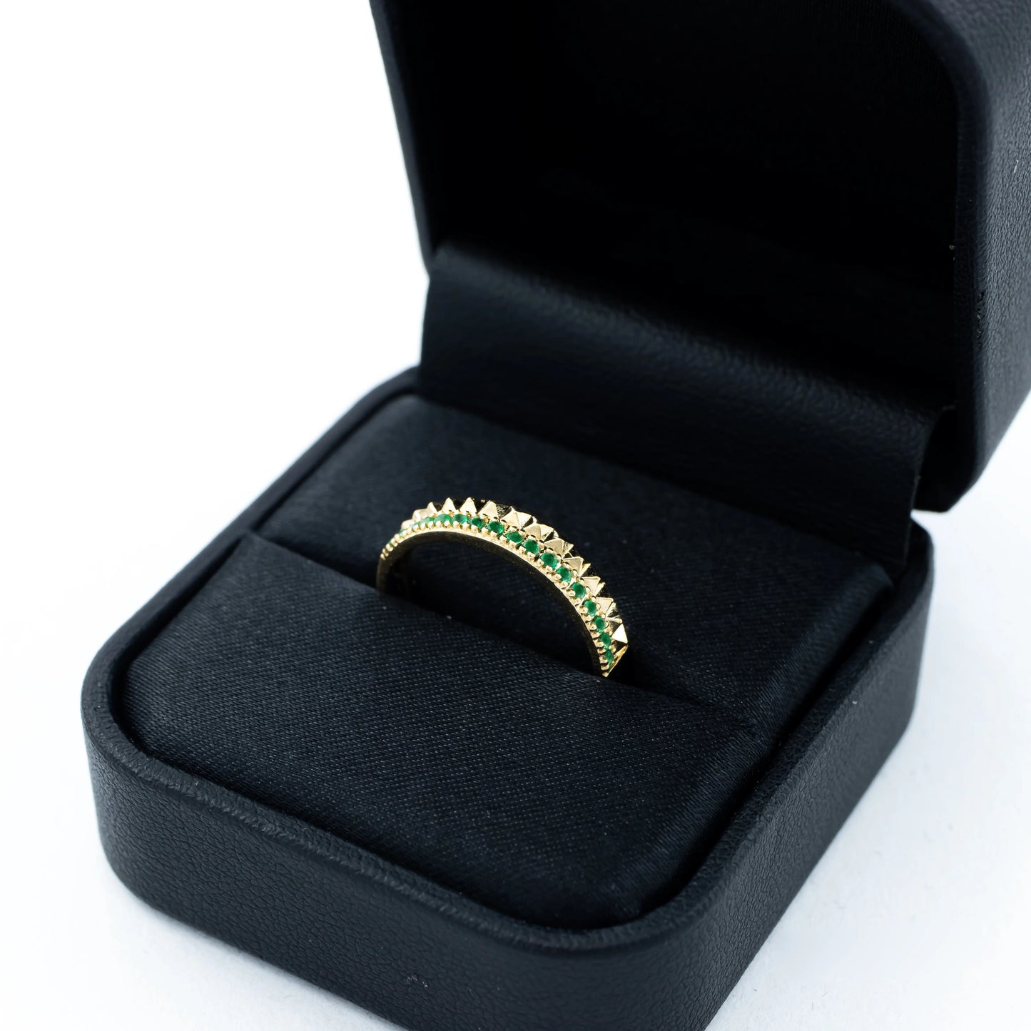 Anillo Cintillo Two Esmeralda 18Qts | 2gr | Oro Amarillo (Gemas)