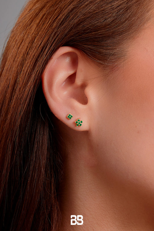 Topos Trebol de la Suerte Esmeralda 0.7Qts | 0.8gr | Oro Amarillo (Gemas)