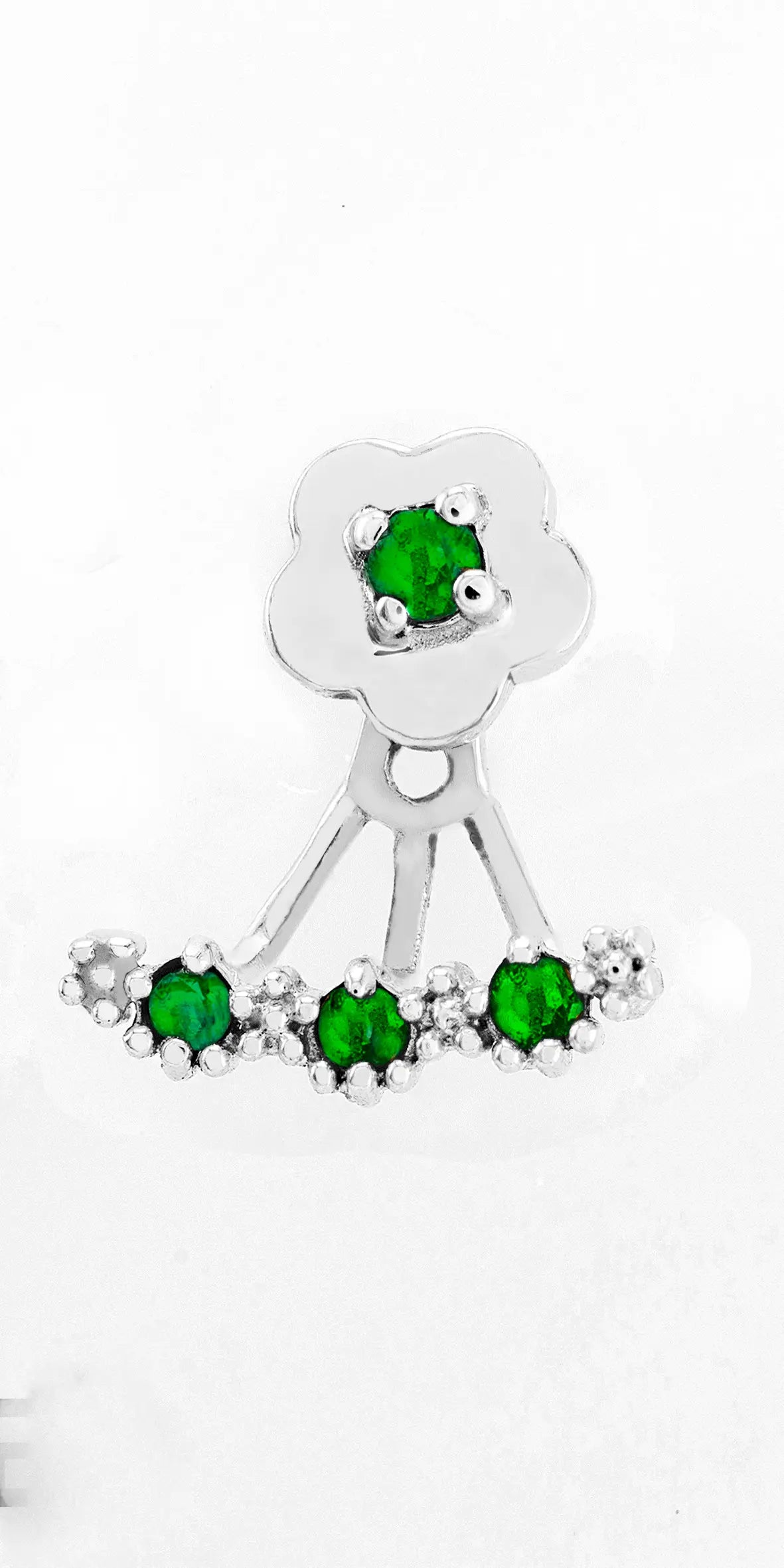 Topos Earcuff Flor Capuchina Esmeralda 0.15Qts | 2gr | Oro Amarillo (Gemas)
