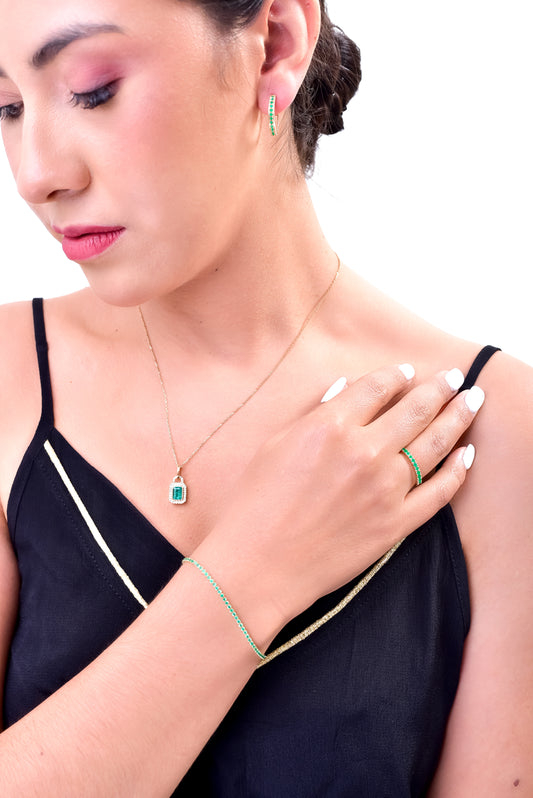 Pulso Tennis Esmeralda 1.4Qts | 3.3gr | Oro Amarillo (Gemas)