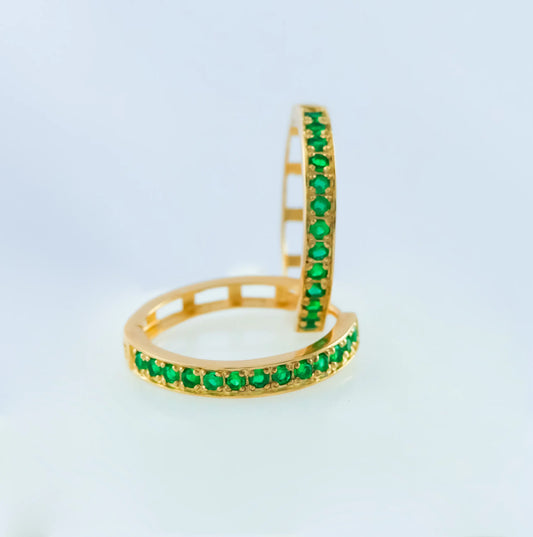 Candongas Huggy Big Esmeralda 0.39Qts | 3.4gr | Oro Amarillo (Gemas)