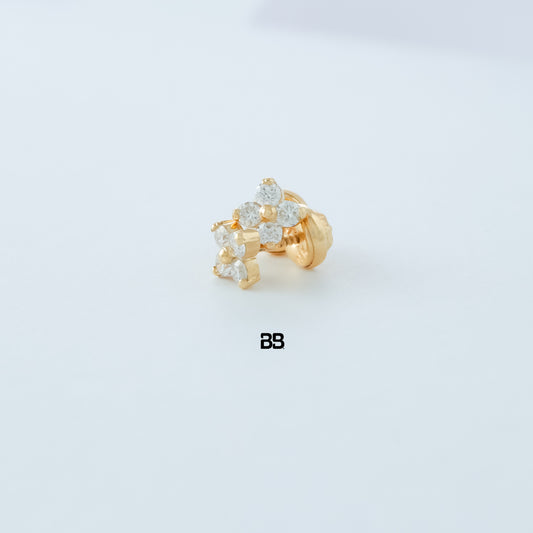 Topos Trebol de 4 Hojas Diamantes 0.24Qts | 1.25gr | Oro Amarillo (Gemas)