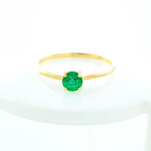 Anillo Solitario Sr Esmeralda 0.2Qts | 1.2gr | Oro Amarillo (Gemas)