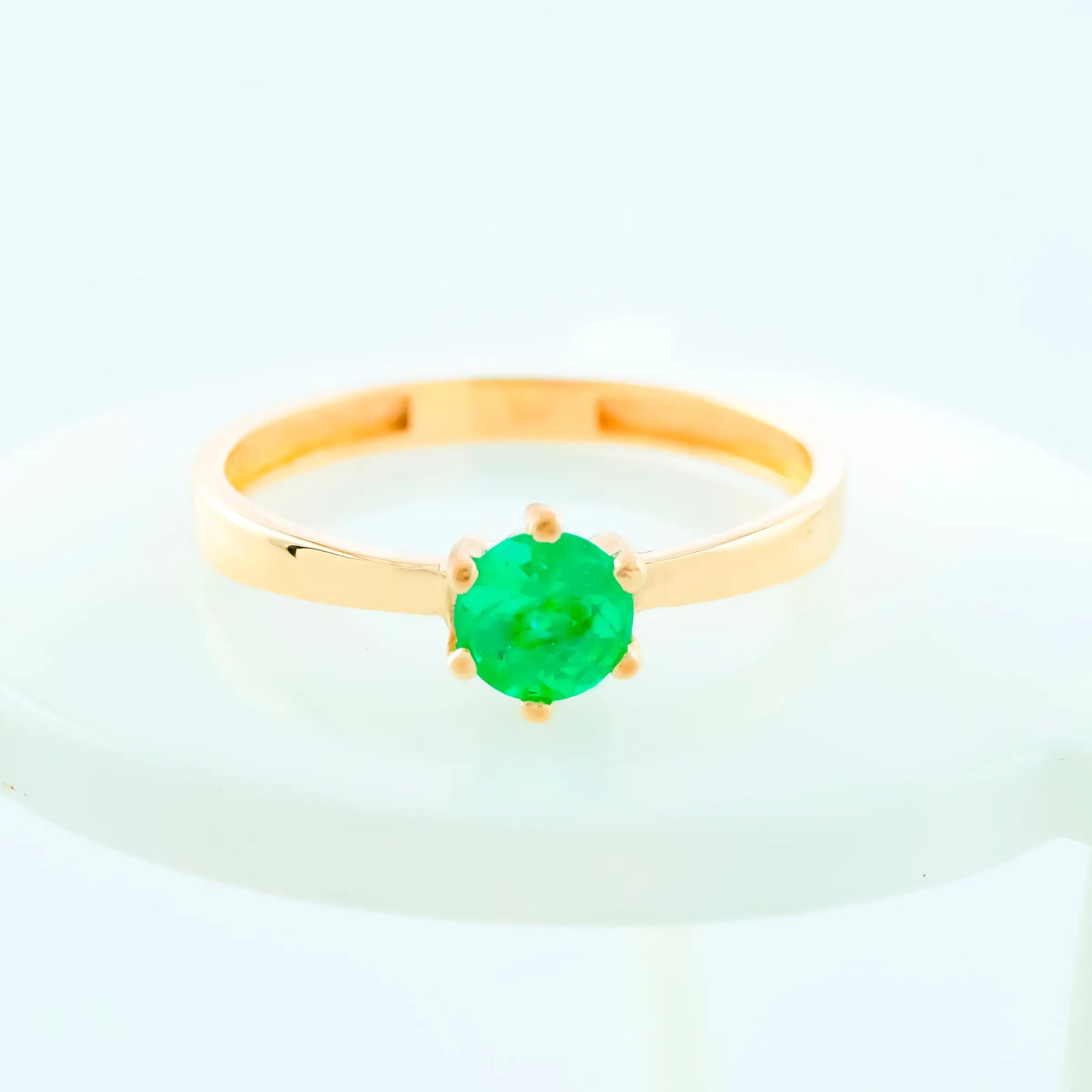 Anillo Solitario Blu Esmeralda 0.48Qts | 1.65gr | Oro Amarillo (Gemas)