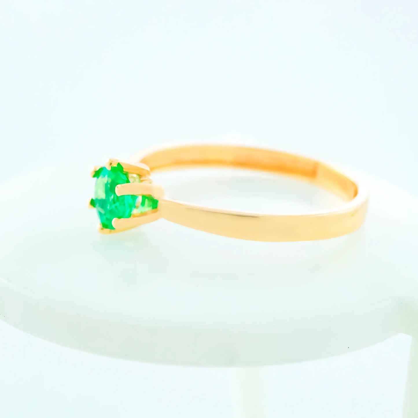 Anillo Solitario Blu Esmeralda 0.48Qts | 1.65gr | Oro Amarillo (Gemas)