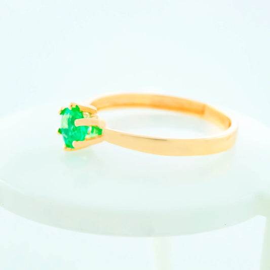 Anillo Solitario Blu Esmeralda 0.48Qts | 1.65gr | Oro Amarillo (Gemas)
