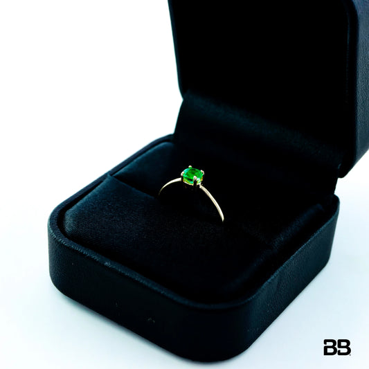 Anillo Solitario Sr Esmeralda 0.2Qts | 1.2gr | Oro Amarillo (Gemas)