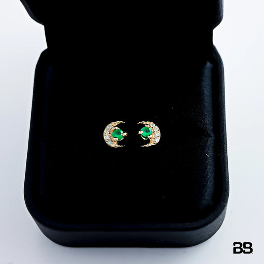 Topos Lunas Esmeralda 0.2Qts + Diamante 0.04Qts | 1.2gr | Oro Amarillo (Gemas)