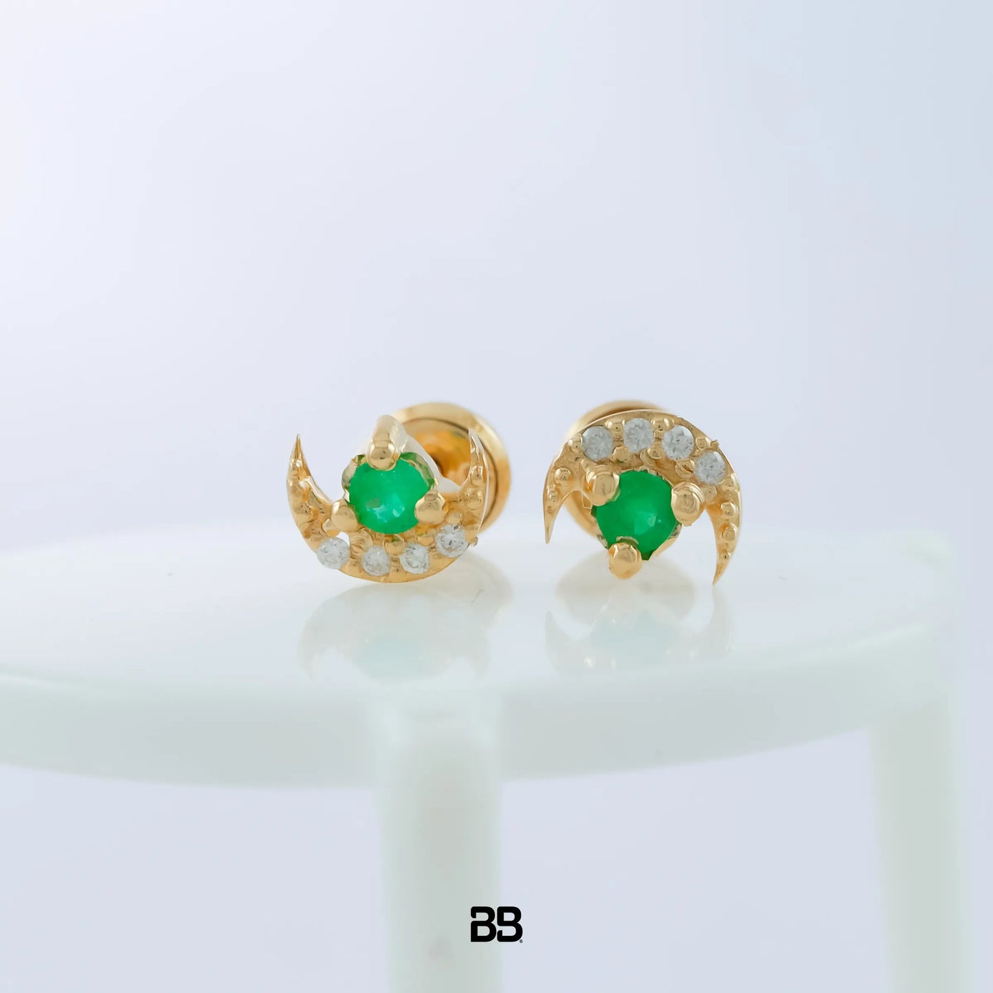 Topos Lunas Esmeralda 0.2Qts + Diamante 0.04Qts | 1.2gr | Oro Amarillo (Gemas)