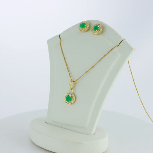 Set Boreal S Esmeralda 0.3Qts + Diamante 0.5Qts | 3gr | Oro Amarillo (Gemas)