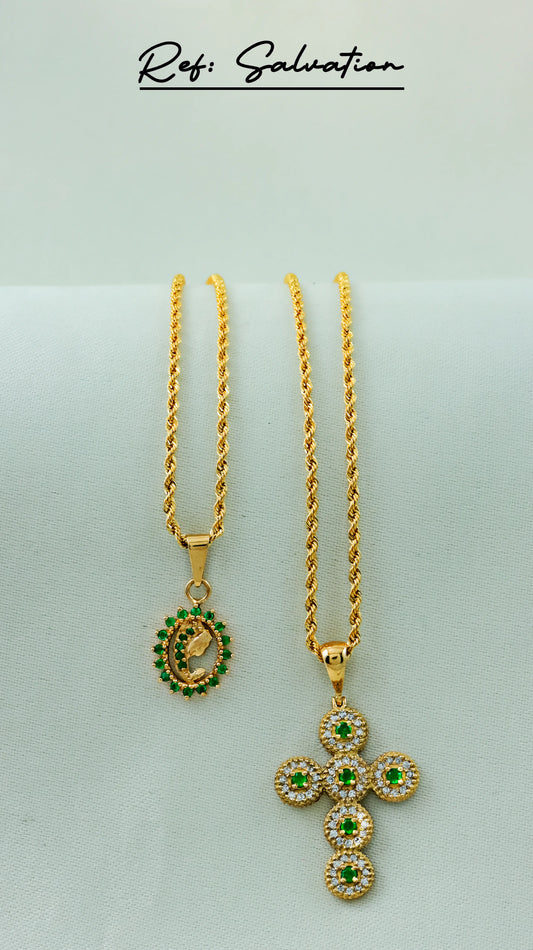 Dije Madre Esmeralda 0.19Qts | 1.2gr | Oro Amarillo (Gemas)