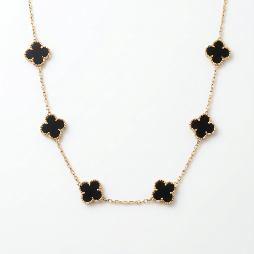 Cadena Clover Vc Negra  6mm 6.2gr | 50cm-Oro Amarillo