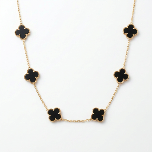 Cadena Clover Vc Negra  6mm 6.2gr | 50cm-Oro Amarillo
