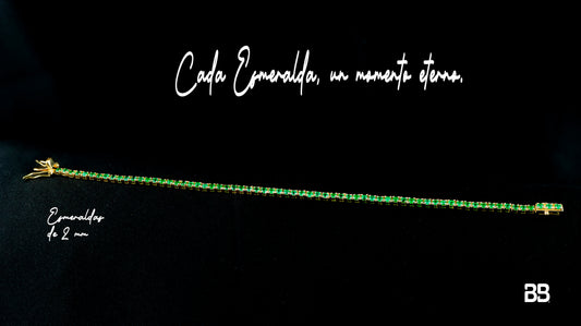 Pulso Tennis Esmeralda 2.2Qts | 8gr | Oro Amarillo (Gemas)