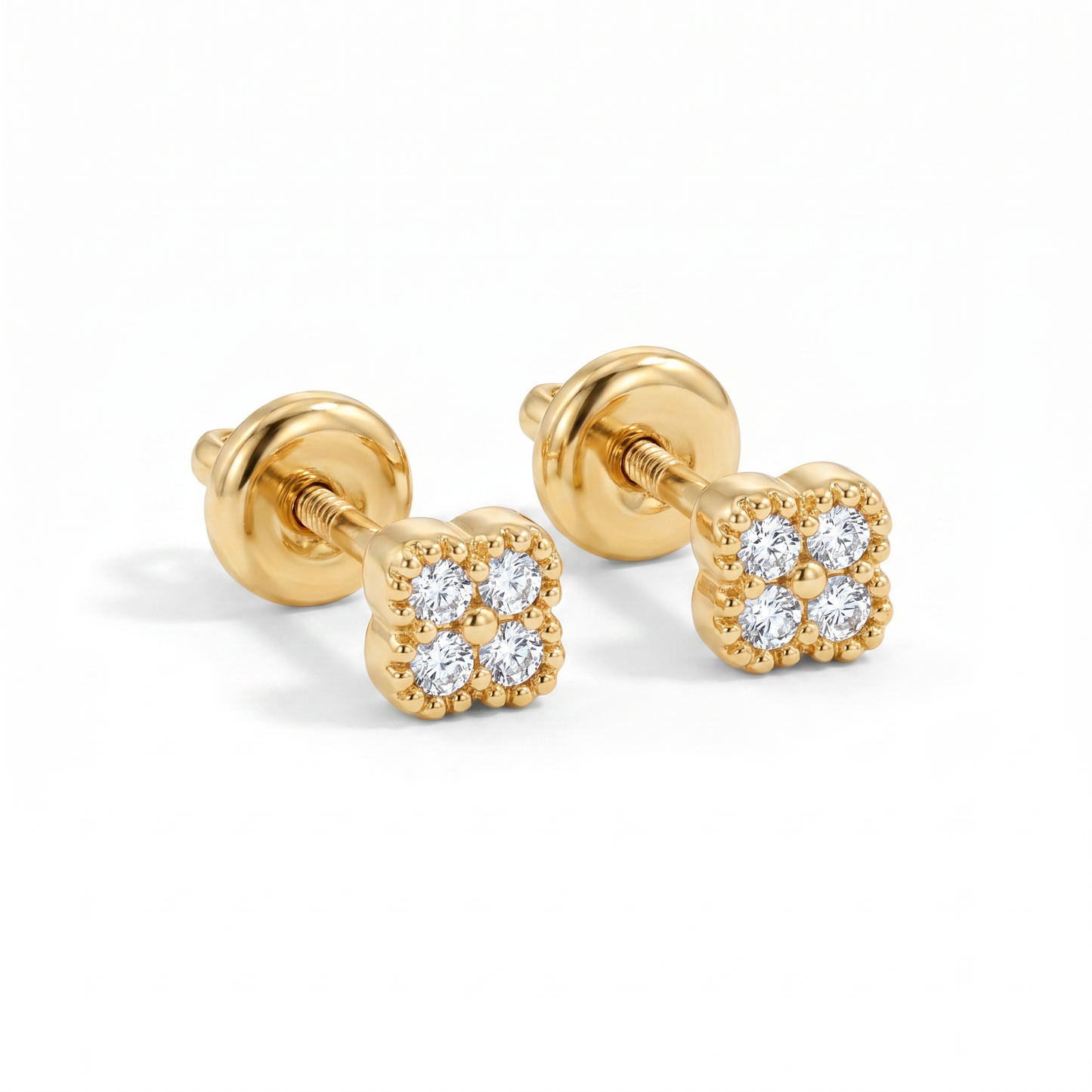 Topos Trebol de la Suerte Diamante 0.7Qts | 0.8gr | Oro Amarillo (Gemas)