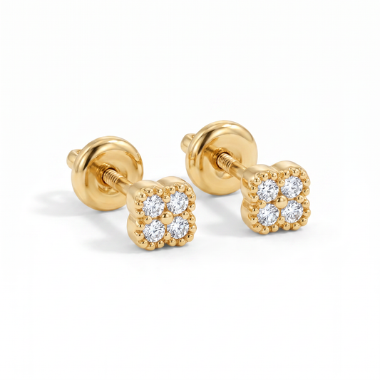 Topos Trebol de la Suerte Diamante 0.7Qts | 0.8gr | Oro Amarillo (Gemas)
