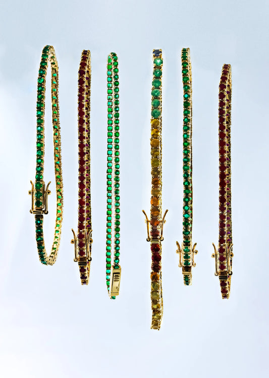 Pulso Tennis Zafiro 6.1Qts | 12.4gr | Oro Amarillo (Gemas)