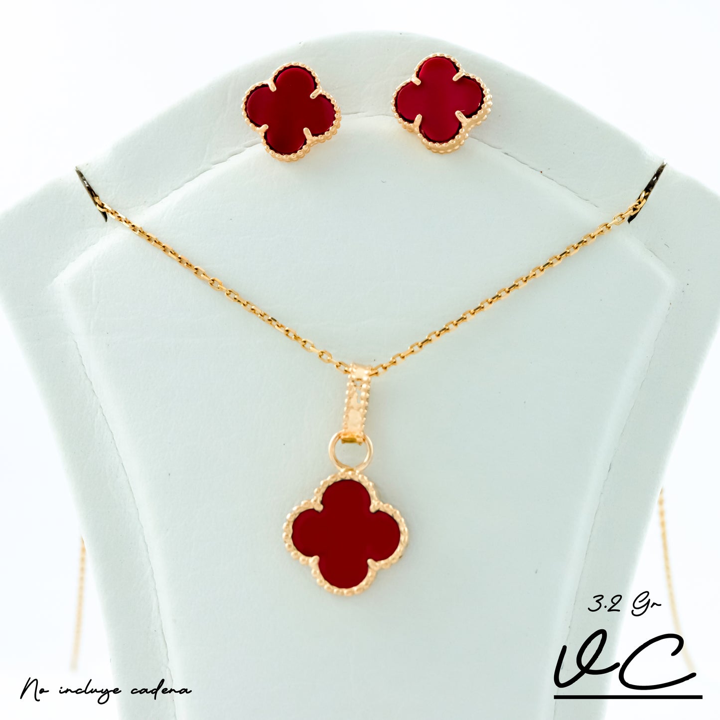 Set Topos + Cad+Dije Vc ROjo 8mm Oro Amarillo