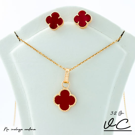 Set Topos + Cad+Dije Vc ROjo 8mm Oro Amarillo