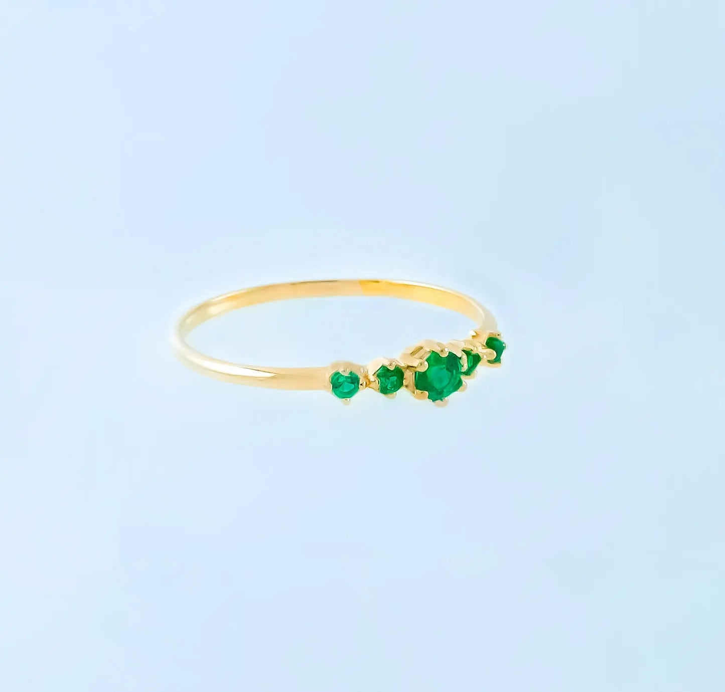 Anillo Solitario Cio Esmeralda 0.12Qts | 1.5gr | Oro Amarillo (Gemas)
